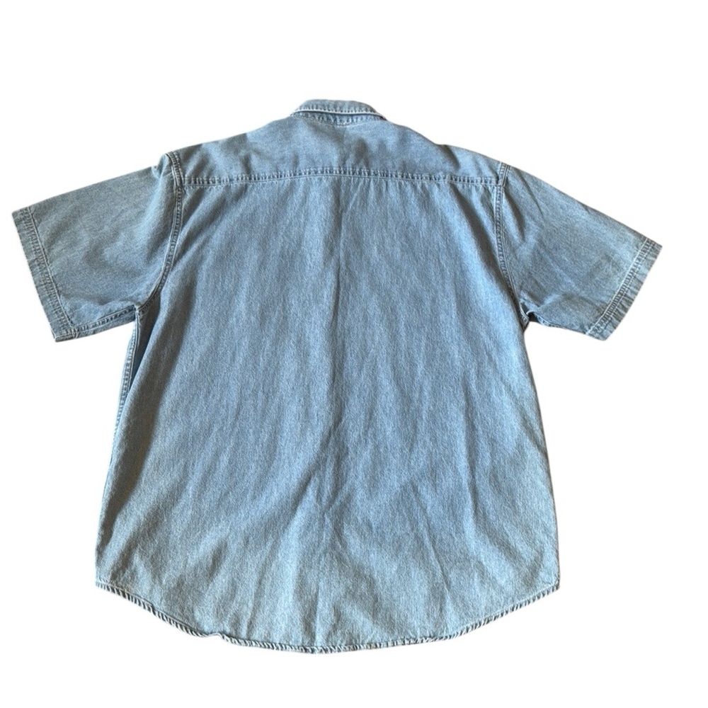 Men’s Denim Button Down Shirt Blue Short Sleeve Embroidered Graphic Arizona XL - Picture 4 of 11